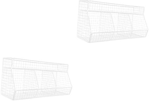 Ciieeo 2St hängender Küchenkorb küchenorganisation küchenzubehör Drahtkorb Wandhalterungskorb wandmontierter Korb Knoblauch wandmontierte Körbe Aufbewahrungskorb Rostfreier Stahl Weiß