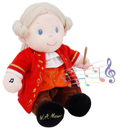 June Garden Sweet Dolly Amadeus Mozart - Master of Classical Music - Interactive Music Playing Stuffed Ultra Soft Baby Doll for Birth and Up