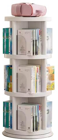 SZKTHD Drehbares Bücherregal Mehrschichtiges Kinderbücherregal Bilderbuchregal Weißes Bücherregal Aufbewahrungsregal Für Zuhause(43x43x100cm)