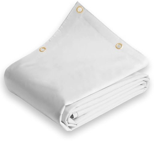 ESTO Telo Impermeabile 650 gr/m² Telone per Camion Pesante Ultra-Resistente, Bianco con Occhielli ogni 30cm, Telo Occhiellato per Esterno Multiuso Antistrappo Antitaglio (2x3 metri)