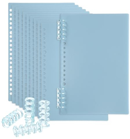PATIKIL 12 Pack Cubiertas de Encuadernación, A5 (8.4X5.7 Pulgadas) 22 Mil Cubiertas de Plástico para Cuadernos con Peine de Encuadernación para Presentación de Informes, Color Azul Claro