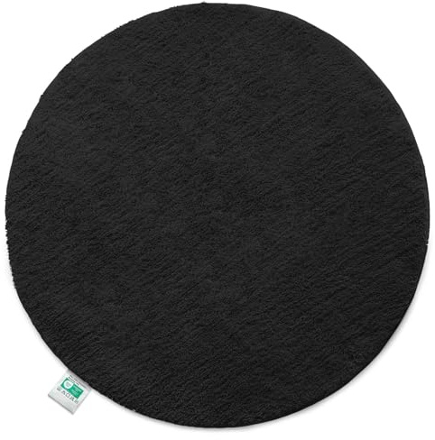 Floordirekt Badematte Sky, Badteppich in Rund, Dichtes, Flauschiges Wohlgefühl für Ihr Zuhause, Badvorleger rutschfest waschbar, schadstoffgeprüft (Schwarz, 120 cm (Rund))