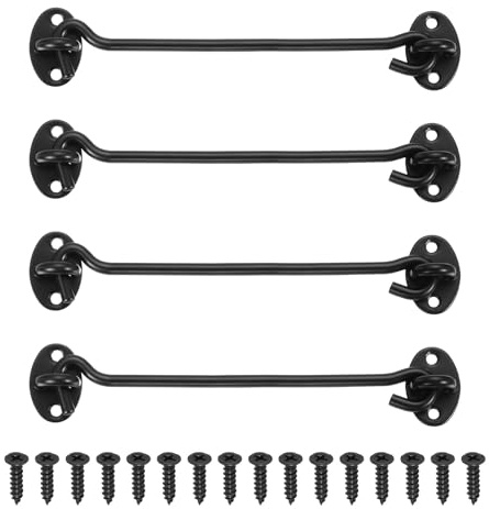 sourcing map 4 ganci e chiusure a occhiello da 20,3 cm, in acciaio inox, per porte scorrevoli, recinzioni, capannoni, per porte scorrevoli, recinzioni, capannoni, colore: nero