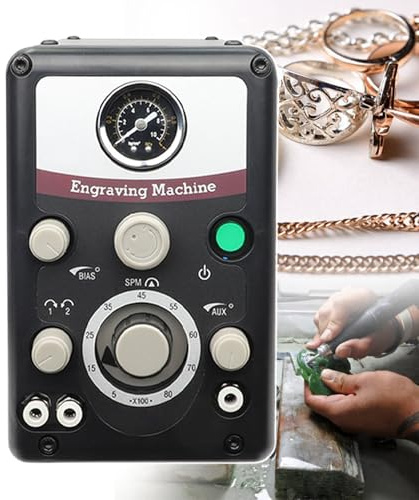 pealiritansemen Máquina De Grabado Neumática De Doble Extremo, 1200-6000 RPM Buril Neumático, con Pedal, para Fabricantes De Joyas O Trabajadores del Metal, Tiendas De Artesanías