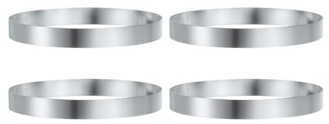 QUARKZMAN 4Pz Anello per Torta Rotondo 6.3 x 1 Pollice in Acciaio Inossidabile Senza Saldature per Dolci Dessert Rivestimento a Specchio per Cottura frittella Inglesi e Crumpet Strumento