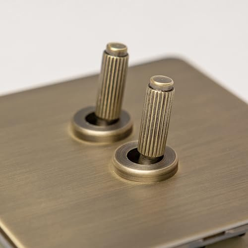 Antique Brass Straight Knurled Switches and Sockets (2 gang 2 way Toggle)