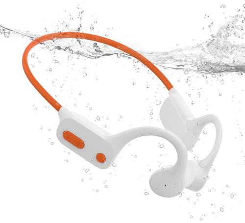Tayogo Casque Conduction Osseuse Bluetooth 5.4, Ecouteur Waterproof Natation, Mémoire MP3 32G Intégrée, Lecteur MP3 Étanche IPX8, Écouteur Natation pour Course à Pied, Natation, Cyclisme (Blanc)
