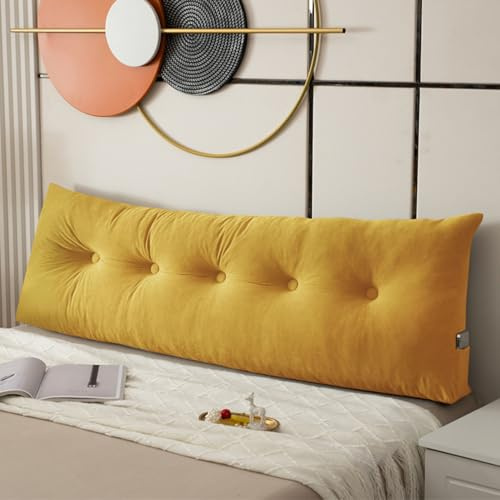 Großes dreieckiges Keilkissen für Bett, Kopfteil, Lesekissen, Sofa, Rückenstütze Lendenkissen, Gelb, 180 x 40 x 12 cm, ideal für Komfort und Haltungsunterstützung