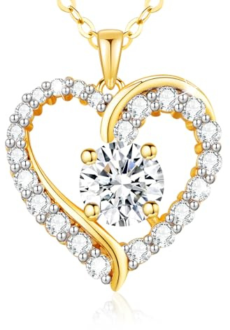 LAVUMO Halskette Damen Herz Kette Damen Geburtsstein Halsketten für Frauen | Geschenke für Frauen Sie Freundin Geburtstag Valentinstag Weihnachten Muttertag Hochzeitstag Jahrestag Schmuck