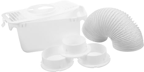 Indoor Dryer Vent Kit for Drum Dryers, Plastic White | Lint and Water Collection, Easy Cleaning, Filters Fine Dirt, for Clothes with Replacement Hose Connection