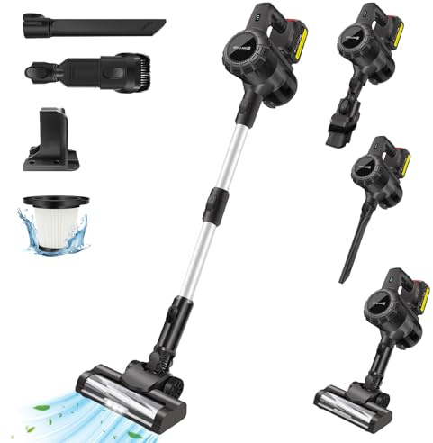 Cordless Vacuum Cleaner with LED Display, 3000mAh Rechargeable Battery, Headlight, 15000PA Powerful Stick Vacuums & Electric Brooms, Lightweight Handheld Upright Vacuum Cleaners for Pet Hair/Floors