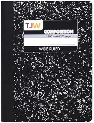 The Jumble Words Composition Notebook, Wide Ruled, 100 Sheets, 9.75 x 7.5, Black Marble, Writing Journal for Students, Durable Cover, K-12 & College School Supplies, Black Theme (Pack of 1)