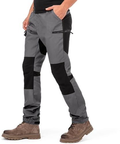 mosingle Mens Cargo Trousers Breathable Hiking Tactical Outdoor Pants Stretch Water Resistant Multi Pockets Combat Work Trousers #9925-Light Grey-32