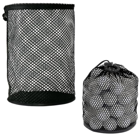 SYEYCW 2 Pcs Golf Ball Bag, Large Ball Mesh Bags, Organizer Sack with Drawstring Cord Lock Closure, Mesh Storage Pouch Accessories, for Golf Courses, Shcool, Fitness Clubs, Camping, Traveling