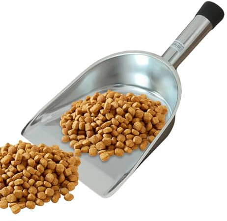 Cuchara para harina - Cuchara para alimentos, Cucharas de cocina de 39,5 cm - Pala grande de acero inoxidable con mango antideslizante de silicona, Cucharas multiusos para granos, granos de café