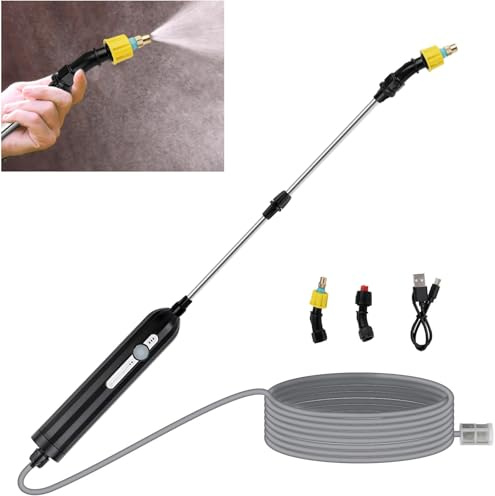 Nikou Pulverizador a Presión de Batería, Pulverizador Eléctrico para Plantas de Jardin, con Manguera de 5 Metros y Mango Impermeable IP65, Pulverizador de Jardín para Riego y Pulverización