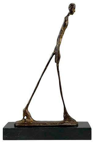 Sculpture d'homme qui marche – Statue en bronze véritable inspirée de Giacometti sur base en marbre | Fait à la main en Grèce | Figurine de collection d'art moderne 31 cm