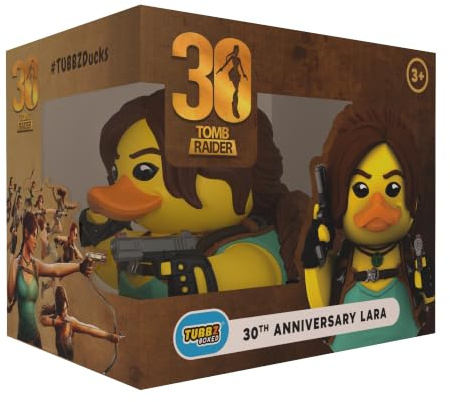 TUBBZ: Tomb Raider Lara Croft Rubber Duck Toys 30th Anniversary Edition 9cm | Official Tomb Raider Merchandise – Boxed Vinyl Figure for Display, Gaming Adventurer, Fan Decor & Novelty Duck Gift