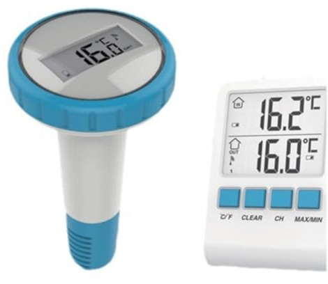 Lecreatekit Funk Outdoor Pool Thermometer mit HD Digitalanzeige, -20°C bis 60°C Bereich, Wetterfest für Schwimmbäder