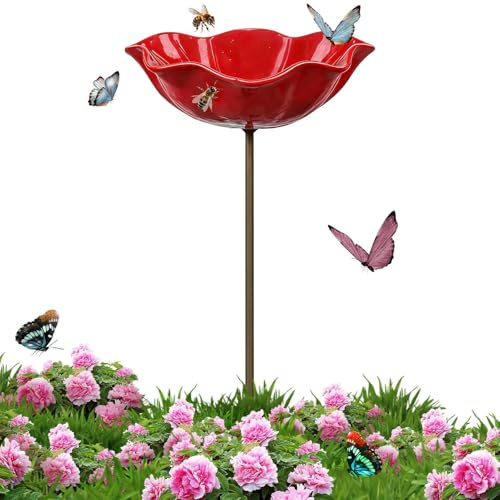 Handgefertigte Metall Blumes Bienentränke Station | Metallblumen Bienenbäder für den Garten | Outdoor Bienentrinkbecher Gartenstecker | Handgefertigte Schmetterlings Trinkschale für Terrasse