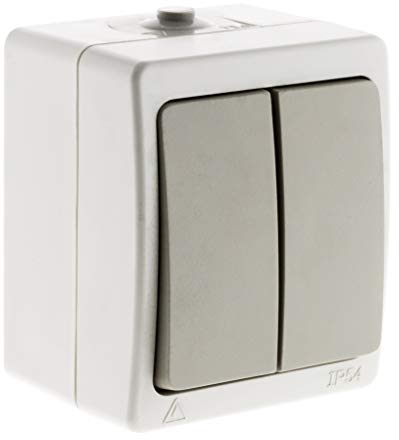 Zenitech - Interruttore A Due Vie IP54 - Installazione A Scomparsa Esterna - Meccanismo Separabile - Cablaggio Semplificato Con Born Automatico - Materiale Isolante - Grigio - 10cm