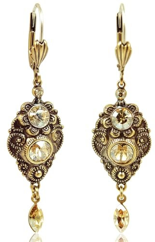 NOBEL SCHMUCK Jugendstil Ohrringe Marken Kristalle Gold Ohrhänger