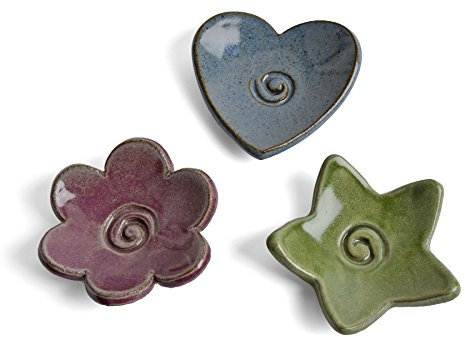 MudWorks Pottery Teebeutel Coasters Tränken Teller, 3er-Set Mehrfarbig