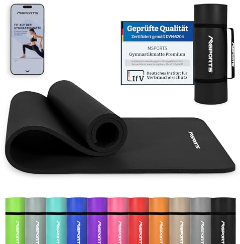 Colchoneta Fitness Premium 190 x 60, 80, 100 cm - Antideslizante, Esterilla Ideal para Gimnasia, Yoga y Pilates - Grosor de 1,5 cm - Ecológica con Cinta para Transporte y Poster, Esterilla