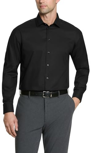 Kenneth Cole Unlisted mens Regular Fit Solid Dress Shirt, Black, 16 -16.5 Neck 34 -35 Sleeve Large US
