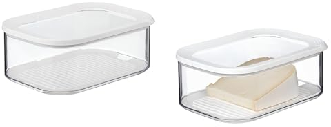Mepal 106934030600 Modula Kühlschrankdose für Käse, 2000 ml, transparent/weiß (2 Stück)