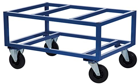 Kongamek | Paletten-Fahrgestell KM221 | LxBxH 1200 x 1000 x 650 mm | blau | 2 Lenk- und 2 Bockrollen