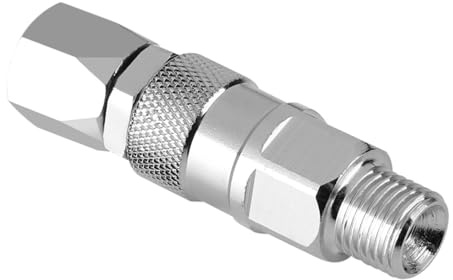 Swivel Joint, 1/4-Inch Stainless Steel Rotary Joint High Pressure Painting Supplies Airless Spray Gun Hose Swivel for Paint Sprayers, Silver, 2.5x0.6inch