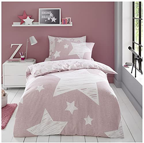 GC GAVENO CAVAILIA Juego de sábanas bajeras de Lujo para niños, Funda de Superestrella o Cortinas Infantiles de fácil Cuidado, polialgodón, Color Rosa Rubor, Juego de edredón Doble