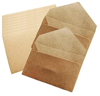 WYAN 40 Stück Mini Briefumschläge, Geeignet für Hochzeiten und Feiertage | Aus Papier, Braun, 10,5 x 7 cm, Mit Klappverschluss, Geeignet für Grußkarten und Einladungen