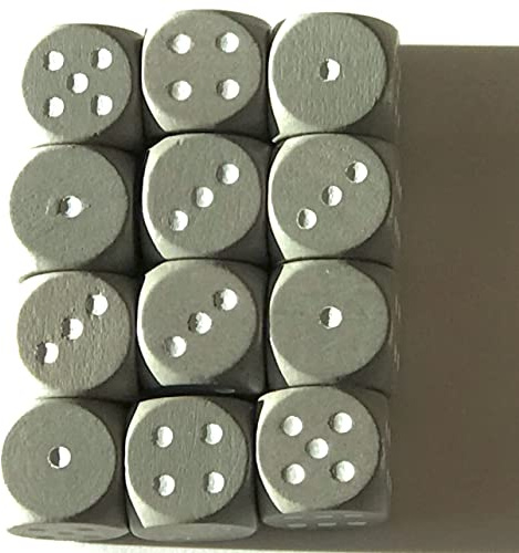 Spieltz Standard Würfel aus Holz für Brettspiele, 16 mm, produziert in Deutschland/Made in Germany (Brettspiel Zubehör) (12 Würfel, Grau mit weißen Augen)