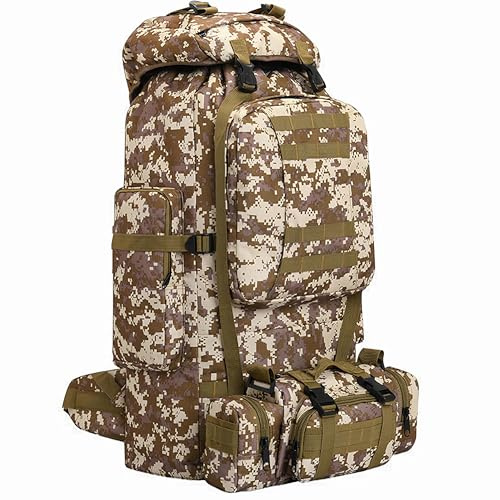 Kabxhueo 80L - 100 L Taktischer Rucksack mit Regenhülle 2 in 1 Militär Rucksäcke Herren mit Hüfttasche Großer Wanderrucksack & Trekkingrucksack für Camping, Wandern, Outdoor Reisen