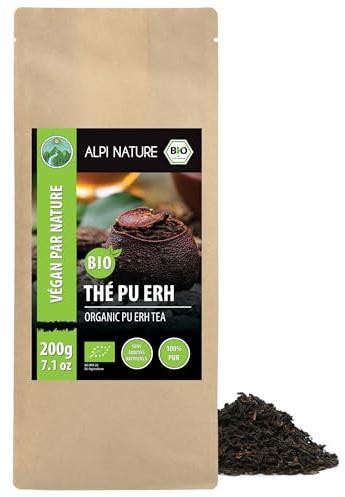 Alpi Nature Pu Erh Tee BIO aus Yunnan 200g, Yunnan Pu-Erh-Tee | Puerh Tea lose für Kräutertee, natürlich koffeinhaltig