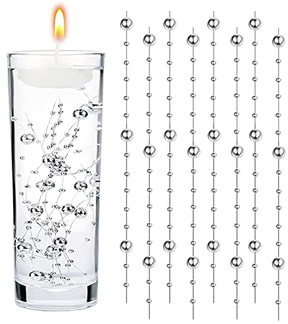 GEFIRE 18 Stück Silber Wasserperlen Schwimmkerzen Schwimmende Perlen Schwimmende Kerzen Schwimmkerzen für Vase, Wasserflaschenfüller, Hochzeit, Tischdekoration (1,2 M)