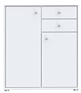 Forte Tempra 2 Kommode mit 2 Türen und 2 Schubladen, Holzwerkstoff, weiß, Bx H xT: 73,7 x 85,5 x 34,8 cm