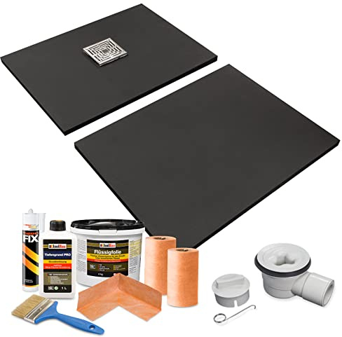 Thermopanel 1200 x 800 x 30mm Rectangular Tile On Shower Tray Split with Offset Drain and Tanking Kit