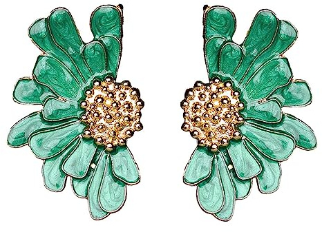SIXDUTON Pendientes Bohemios Vintage, Bonitos Pendientes Vintage con Diseño de Margarita Colgantes Aretes Retro Elegante Accesorios de Joyería de Regalo (Verde)