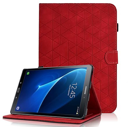 Hülle für Samsung Galaxy Tab A6 10.1 Zoll (SM-T580/T585) 2016 Multi-Winkel Schutzhülle Premium PU Leder Flip Cover Case mit Standfunktion Kartentasche, Auto Wake/Sleep Funktion, Rot