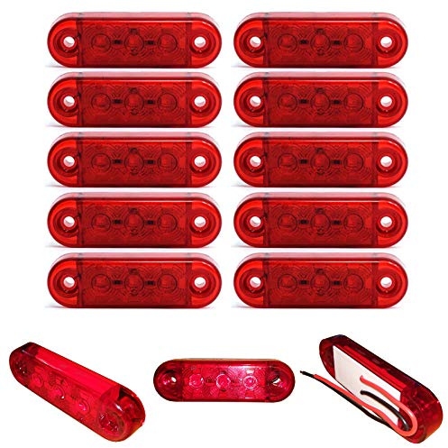 Formplas Begrenzungsleuchten 10 Stück Hochwertiger Kunststoff Rot LED Leuchten, 3 SMD, 12V 24V Volt Positionsleuchten
