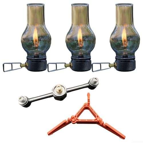 SPORTARC Beleuchtete Gaslaterne, Gas-Camping-Lampe, tragbare Outdoor-Kraftstoffzelt-Laternen für Outdoor-Camping, Wandern (3 x Gaslampen-Set)