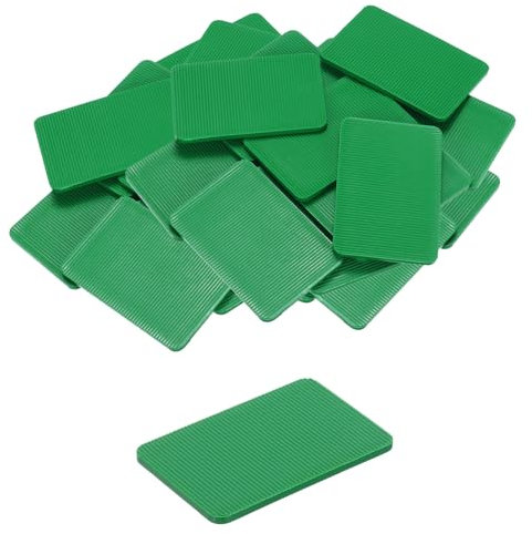 QUARKZMAN 100pcs Cuñas Plásticas, 60x40x3mm (L*An*Grosor) Espaciadores de Plástico Cuñas para Azulejos Placas de Compensación Niveladores Flexibles para Ventanas Muebles Puerta, Verde