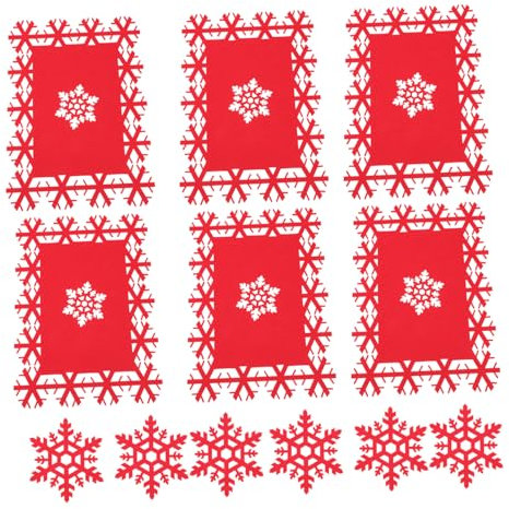 FUNOMOCYA 12pezzi Sottobicchieri in Feltro Per Tazze Da Tè Tovagliette Decorative Sottobicchieri Natalizi Decorazioni Per Tavolo Isolamento Termico Rosso