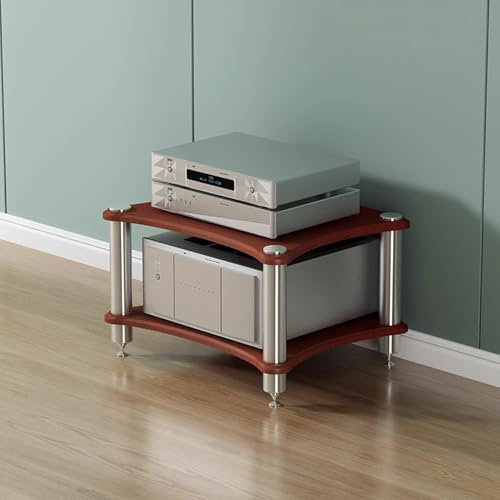 Hifi Rack Audioschrank aus Holz, Stereo-Plattenspieler-AV-Medienständermöbel, Aufbewahrungsregale für Audio- und Videogeräte für Den Heimgebrauch, Design mit Abgerundeten Ecken(Walnut - 2 Tier)
