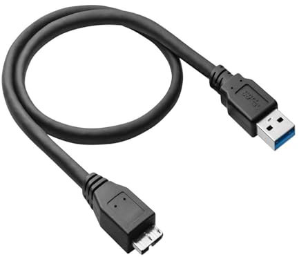 3FT External Hard Drive Cord, Replacement USB 3.0 to Micro-B Super Speed Charge SS Cable for Western Digital WD My Passport, Seagate, Toshiba Canvio, Samsung S5/Note 3, LaCie, Maxone, Elements & More