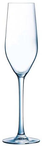 COUZON - Flûte à champagne - Lot de 6 - Sens - Krysta, Contenance 16 cl, Dimensions : H22.3 x L6.3 x Diamètre buvant 4.4 cm - Transparent