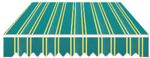 Telo di copertura per tenda da sole a righe verdi per esterni, resistente all'acqua e durevole, con mantovana 4 x 2 m, 3 colori disponibili